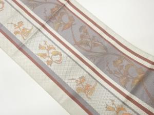 本場筑前博多縞に草花模様織出し名古屋帯